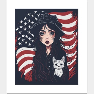 Patriotic Cat Mother Posters and Art